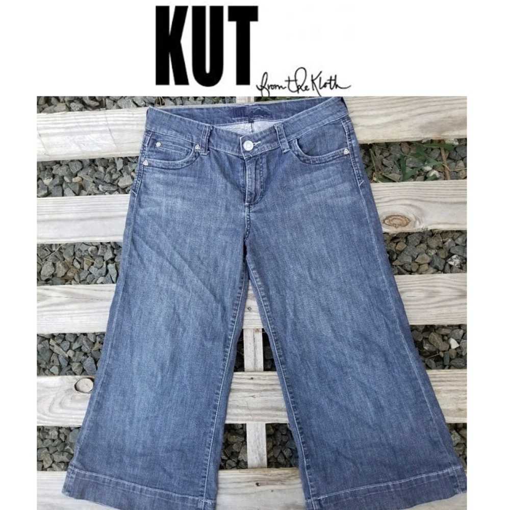 Kut from the kloth cropped wide leg jeans size 8